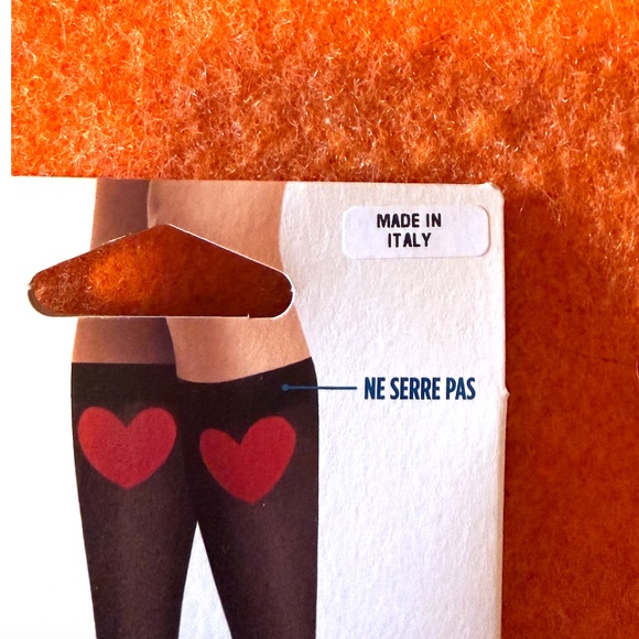 DIM red heart sheer black knee-high fantasy socks made in Italy NWT - Picture 4 of 6